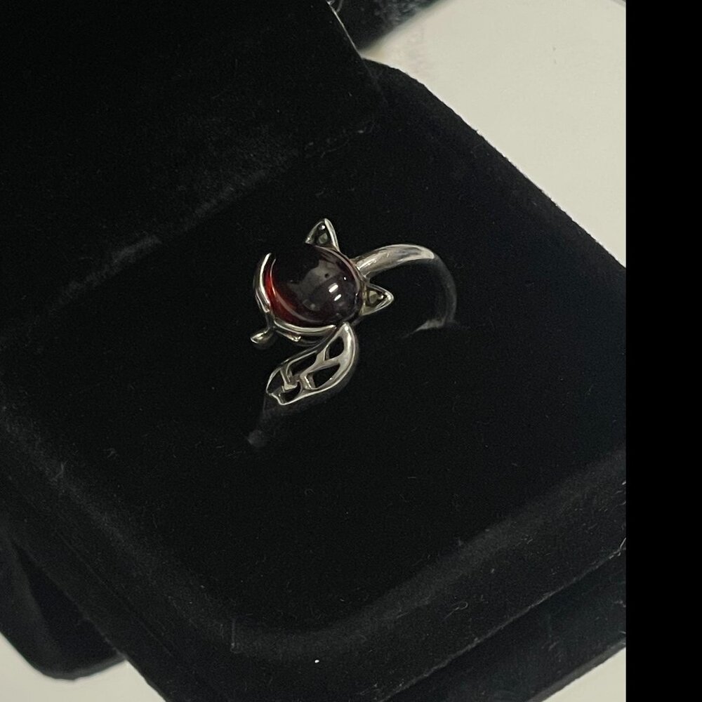 Unique Ruby Red Stone Fox Wrap Tail Ring Adjustab… - image 6